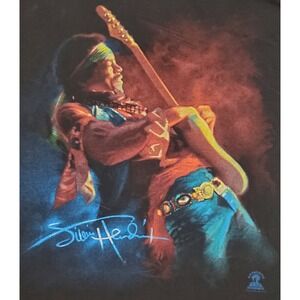 Y2K Liquid Blue Jimi Hendrix Black T Shirt 4XL 60's‎ Rock Music Large Graphic